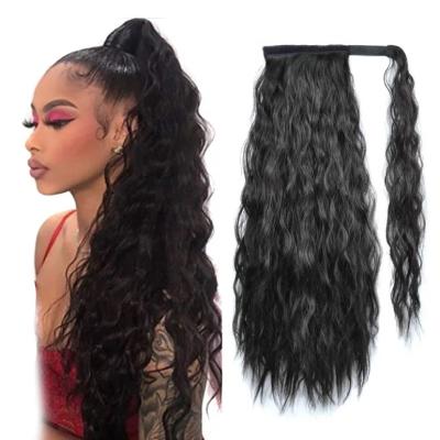 China Body Wave 20/24 Inch Long Wave Textured Hair Extension Wefts For Women Synthetic Hair Clips In Ponytail Hair for sale