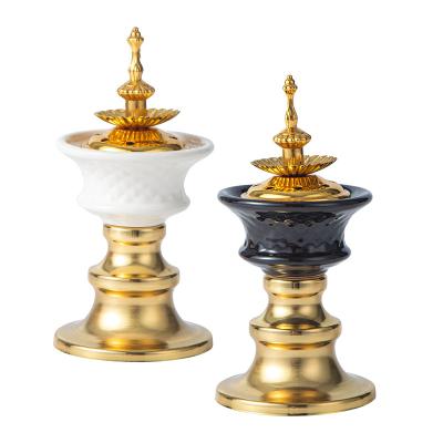 China Chinese Sale Retro Products Style Retro Perfume Oil Diffuser Incense Resin Brass Burner Metal Censer for sale