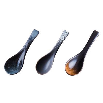 China Good Quality Sustainable Ramen Rice Soup Ceramic Spoon For Hotel Restaurant Home Use for sale