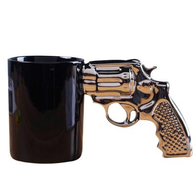 China Viable Revolver Mug Gun Mug Gun Personality Revolver Bone China Ceramic Mug for sale