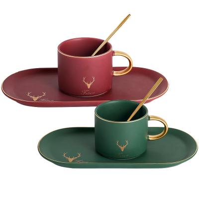 China Sustainable European Style Cup And Saucer Set High Quality Coffee Cup Afternoon Tea Set for sale