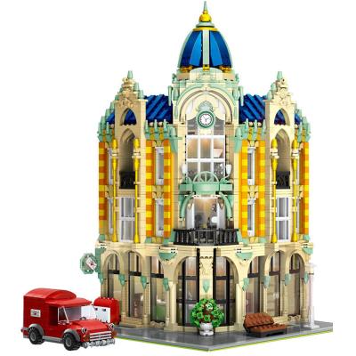 China Street View Plastic Corner Post Office City Building Blocks With LED Light Bricks Educational Toys For Kids Christmas Gifts for sale