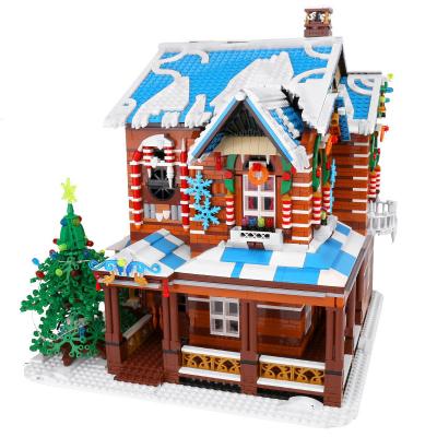 China Plastic Creative Toys Street View Building Block Model Sets LED Light Christmas Room Bricks Toys For Kids Christmas Gifts for sale