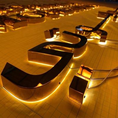 China Buildings head halo-lit factory stainless steel letterLED light and backlit 3D channel lettering for sale