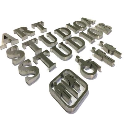 China Buildings Custom Stainless Steel Metal Brushed Wall Letter Logo Sign Shop Sign Advertising Logo Led Address Signage Direction Board for sale