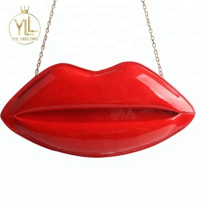 China Custom Fashion Women Lip Shaped Kiss Waterproof PU Zipper Cosmetic Bag Hanging for sale