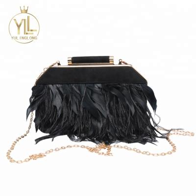 China Grasp Swan Feather Clutch Bag Evening Case Fashion Personalized Chain Frame Hard Women for sale