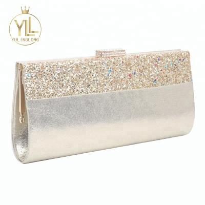 China Custom handbag glister gold clutch bag evening prom party weeding purse for sale