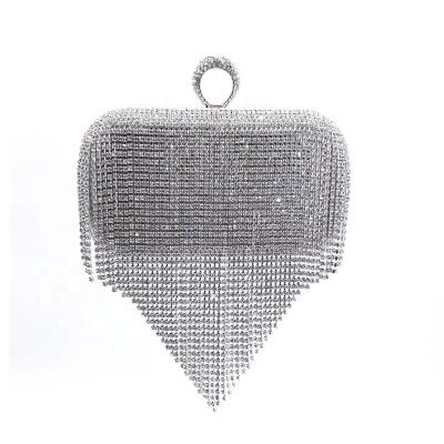 China Polyester Euramerican Elegant Wedding Rhinestone Tassel Evening Crystal Clutch Bag for sale