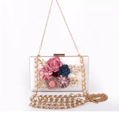 China Custom PU Women Flower Designer Wedding Handbag Clutch Manufacturer for sale