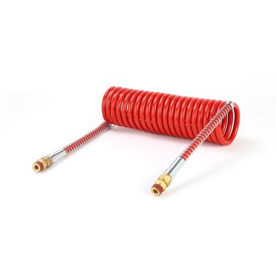 China PA Coil Hose Red Color Nylon Air Brake High Quality Coils Hose Polyamide Spiral Black Jet Tubing With M18 M16 Connectors for sale