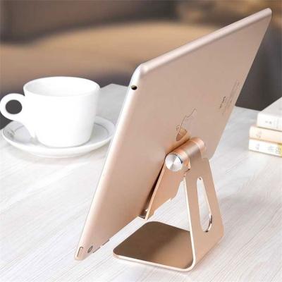 China Adjustable Multi-Angle Dual Fold Stand Small Cell Phone Aluminum Alloy Table Stand Mobile Tablet Stand for sale