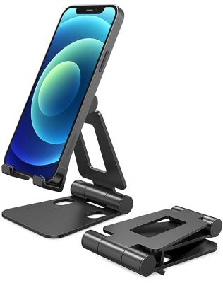 China Adjustable Aluminum Multi-Angle Smart Double Fold Phone Holder Table Stand Mobile Tablet Stand for sale