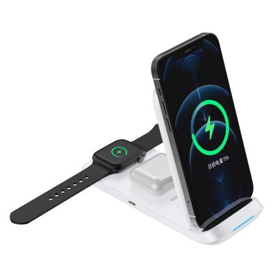 China Wireless Mobile Phone Charging Station All In One Foldable Portable Fast Charger Universal For Phone Watch Earphones for sale