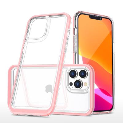 China New Design Colorful Protective Acrylic+PC Anti-drop View +TPU Transparent Phone Case For IP13 Series for sale