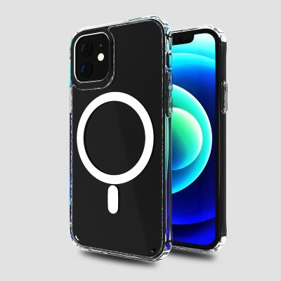 China Magnetic Anti-drop Radio Charging Transparent TPU PC Mobile Phone Cover Case For iPhone 11 12 13 Pro Max for sale