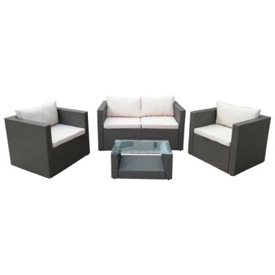 China Chinese Outdoor Garden Patio 4PC Cushion Conversation Metal Rattan Furniture Set for sale