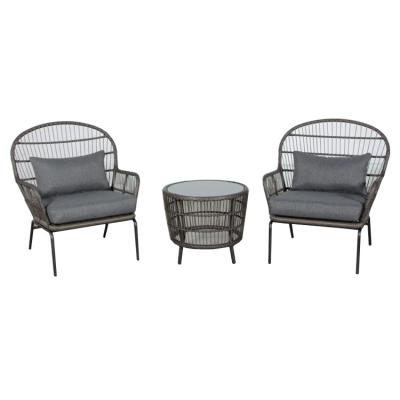 China Chinese Outdoor Patio Aluminum Wicker Table And Chair 3PC Bistros Chat Room Set for sale