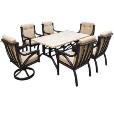 China Table With Marbel Top Leisure Garden Patio Furniture 7PC Outdoor Dining Set for sale