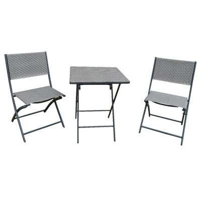 China Small Space Bistros Set Outdoor Garden PE Rattan Machine Weave Bistros 3PC Folding Chair and Table Set for sale