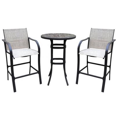 China Waterproof Outdoor Furniture Balcony Bar Size Outdoor 3 Piece Garden Bistro Furniture Bar Set for sale