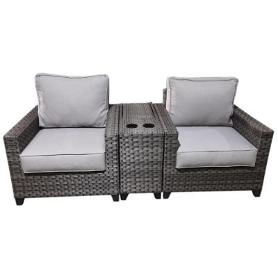 China Side Tables with Storage& Cup Holder& Best Selling Waterproof Modern Sectional Cooler Patio Sets Outdoor Rattan Sofa Set Aluminum Garden Furniture Sofas 3 Pieces for sale