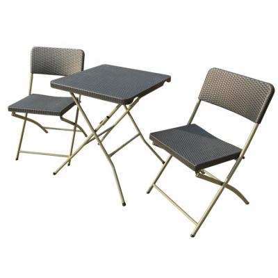 China Small Space Bistro Set 3 Piece Outdoor Furniture Folding Chair Set Injection Plastic Bistro Set for sale