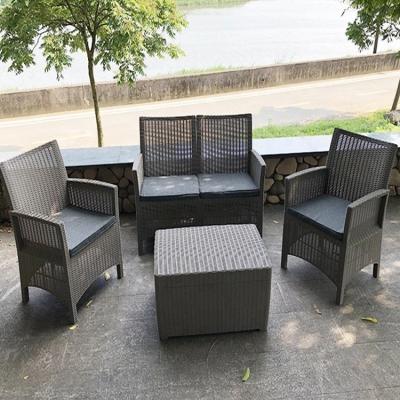 China Modern Outdoor Furniture Patio Injection Resin Plastic Storage Tea Table Garden Sets for sale