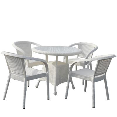 China Contemporary Outdoor Leisure Garden Patio White Plastic 5PC Table And Chair Set for sale