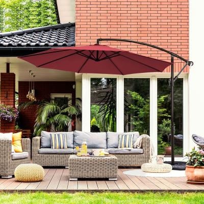 China With Parasol Adjustable Outdoor 10FT Parasol Offset Hanging Patio Banana Umbrella With Cross Base for sale