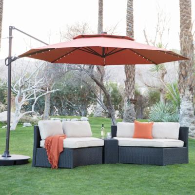 China Modern Outdoor Garden Patio Sofas Parasol 11FT Offset Led Light Umbrella for sale