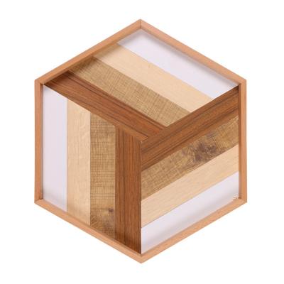 China Sustainable Nordic Style Hexagonal Wood Shelf Storage Simple Geometric Baking Shooting Props for sale