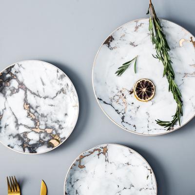 China Creative Marbled Stocked Ceramic Dish Tableware Restaurant Ceramic Marble for sale