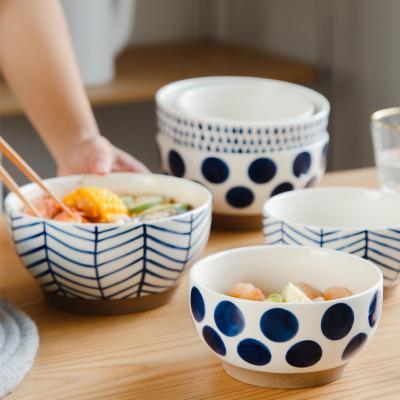 China Hand-painted Japanese Ramen Bowl Nordic Creative Ceramic Pastoral Home High-end Viable Retro Bowl for sale