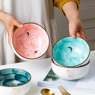 China Viable Star Hot Creative Nordic Luxury Gold Wind CIA Hand Painted Ceramic Tableware Bowl for sale