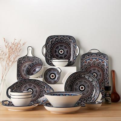 China Viable Set Bohemian Ceramic Household Creative Ceramic Tableware Bowl for sale