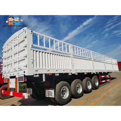 China Bulk Carrier 4 Axles 40000KG Flatbed Sideboard Storage Semi Trailer for sale