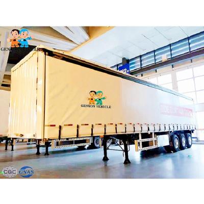 China Convenient Load 3 Axle Gooseneck 90m3 Curtain Side Semi Trailer for sale