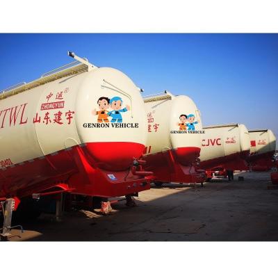 China 3 assen55m3 Tank 12 Weels 55 Ton Cement Pneumatic Trailer Te koop