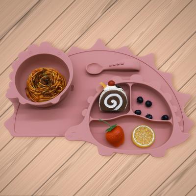 China New Design BPA Silicone Suction Dish Bowl Spoon Viable Free Baby Stay Set Bowl for sale