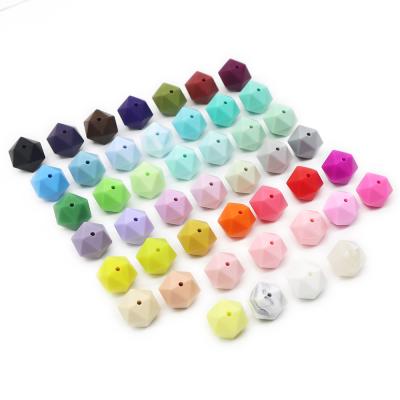 China wholesale 100%food grade silicone Teether Silicone Beads For Baby Teether Chew Necklace 14mm 17mm Silicone Hexagon Beads for sale