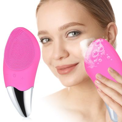 China Acne Treatment 5 in 1 Ultrasonic Electric Rechargeable Silicone Face Brush Exfoliator Facial Cleansing Brush for sale