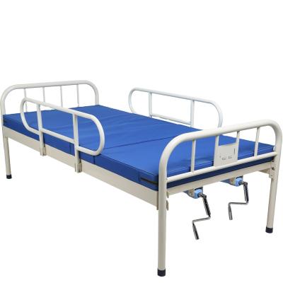 China Hospital Clinic 2 Cranks Paramount Manual Comfortable Hospital Bed With Sponge Guardrail No Food Frays No Wheels for sale