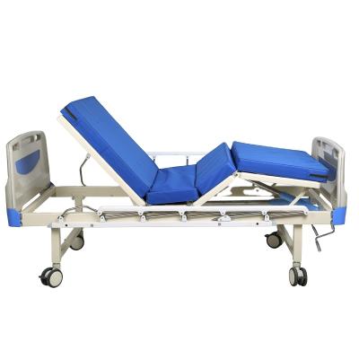 China 2 Function Elderly Adjustable Manual Hospital Metal Hospital Bed Medical Care Bed For Patient for sale