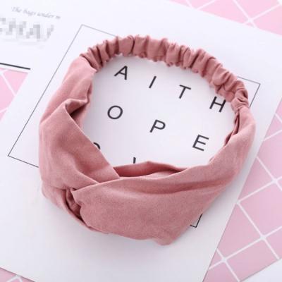 China Fashionable Cheap Hot Selling Girls Solid Color Cross Knot Elastic Headband Hair Accessories for sale