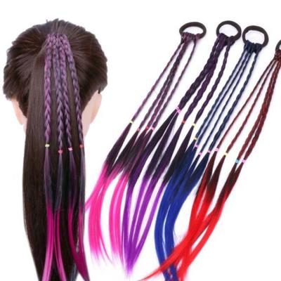 China Wholesale Cute Kids Girls Colorful Wig Ponytail Hair Band Accessories for sale