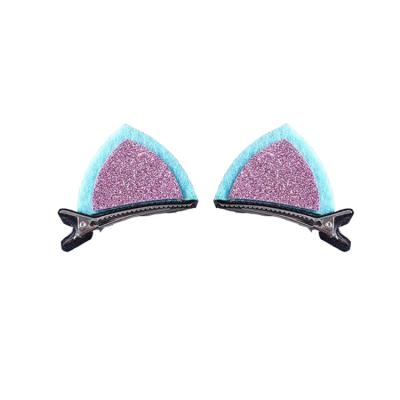 China 2019 New Designs Factory Direct Selling Glitter Cat Ears Hair Ornaments Sweet Cute Hairpin For Kids for sale