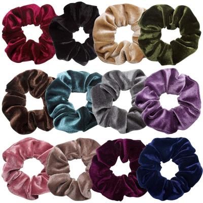 China Promotion Hair Accessories 12 Colors Soft Elastic Hair Bands Velvet Hair Scrunchies For Women Ponytail Holders Hair Accessories for sale