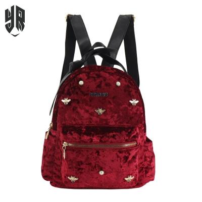 China Cute Fashion Velvet Women Laptop Waterproof Bagpack Students Backpack for sale