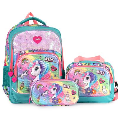 China 2021 Waterproof Sequin Bag Unicorn School Student Bags Wholsale Cute School Bag Sets For Girls for sale